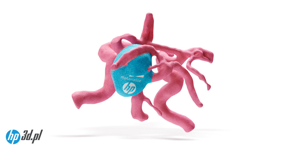Model anatomiczny z tętniakiem mózgu (wydruk – technologia HP MJF 3D)