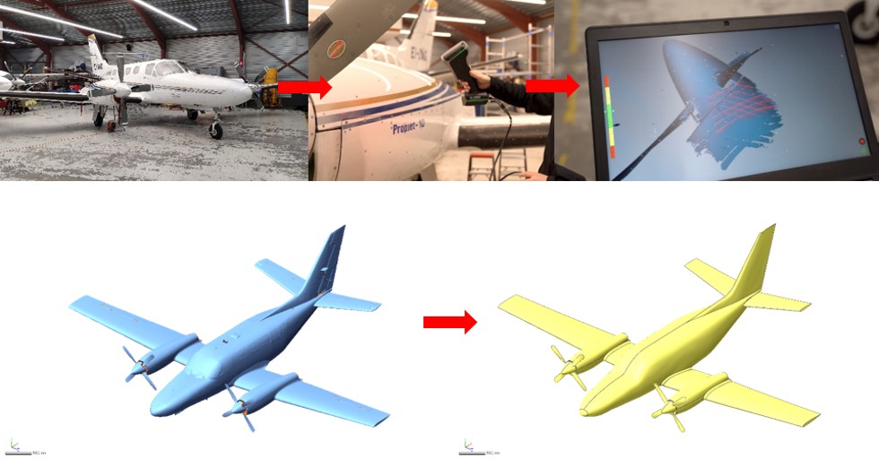 Proces inżynierii odwrotnej samolotu Cessna 441 wykonanego w celu optymalizacji aerodynamicznej