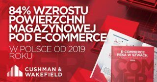 84%-procentowy wzrost powierzchni magazynowej dedykowanej do obsługi e-commerce w Polsce od 2019 roku