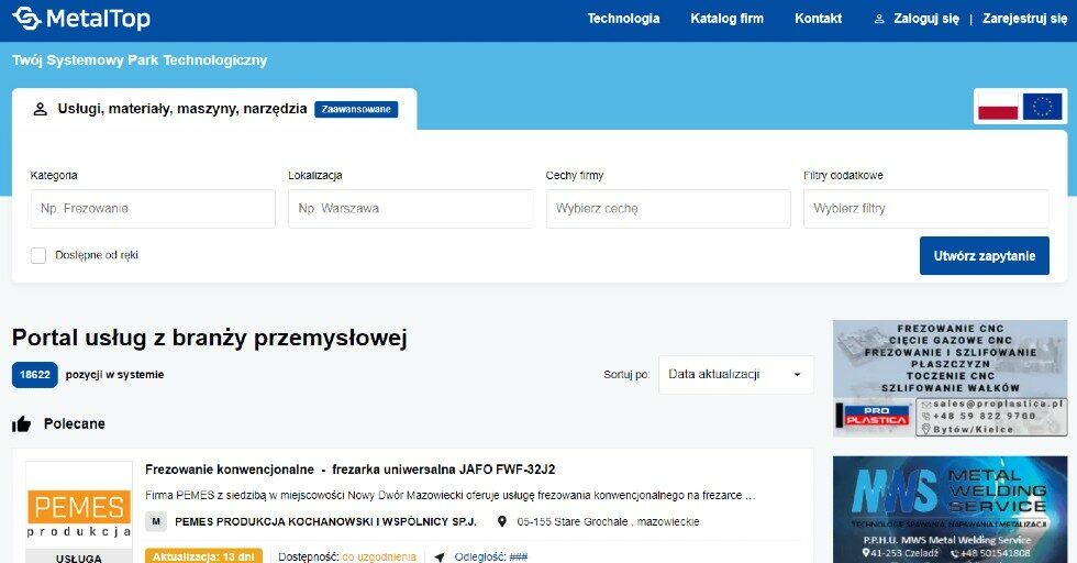 MetalTop.pl: zaawansowane wyszukiwanie usług obróbki metali i tworzyw sztucznych