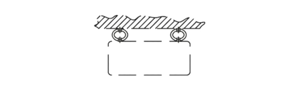 Rys. 2: Montaż sufitowy urządzenia za pomocą wibroizolatorów
