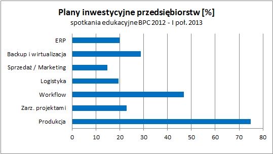 Plany inwestycyjne uczestników Synergii Systemów IT, 2012 – I poł. 2013
